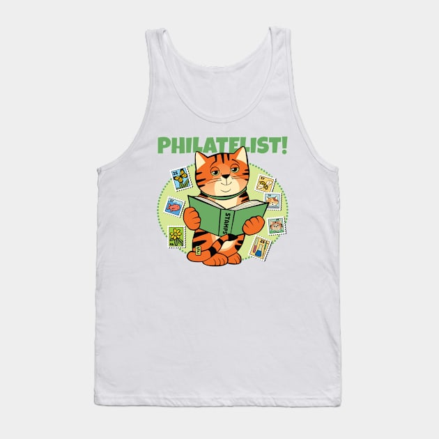 Stamp Collector Philatelist Cat Tank Top by Sue Cervenka